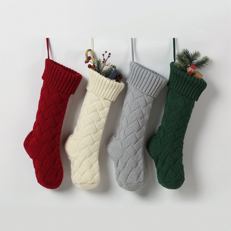 Knitted Christmas Stockings Large Size Cable Knit Holiday Decorative Gifts